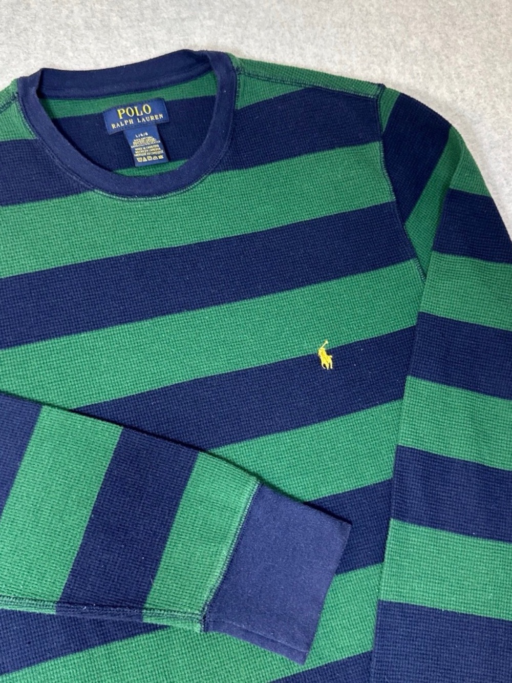 Polo Ralph Lauren Green & Navy Striped Crewneck Sweater